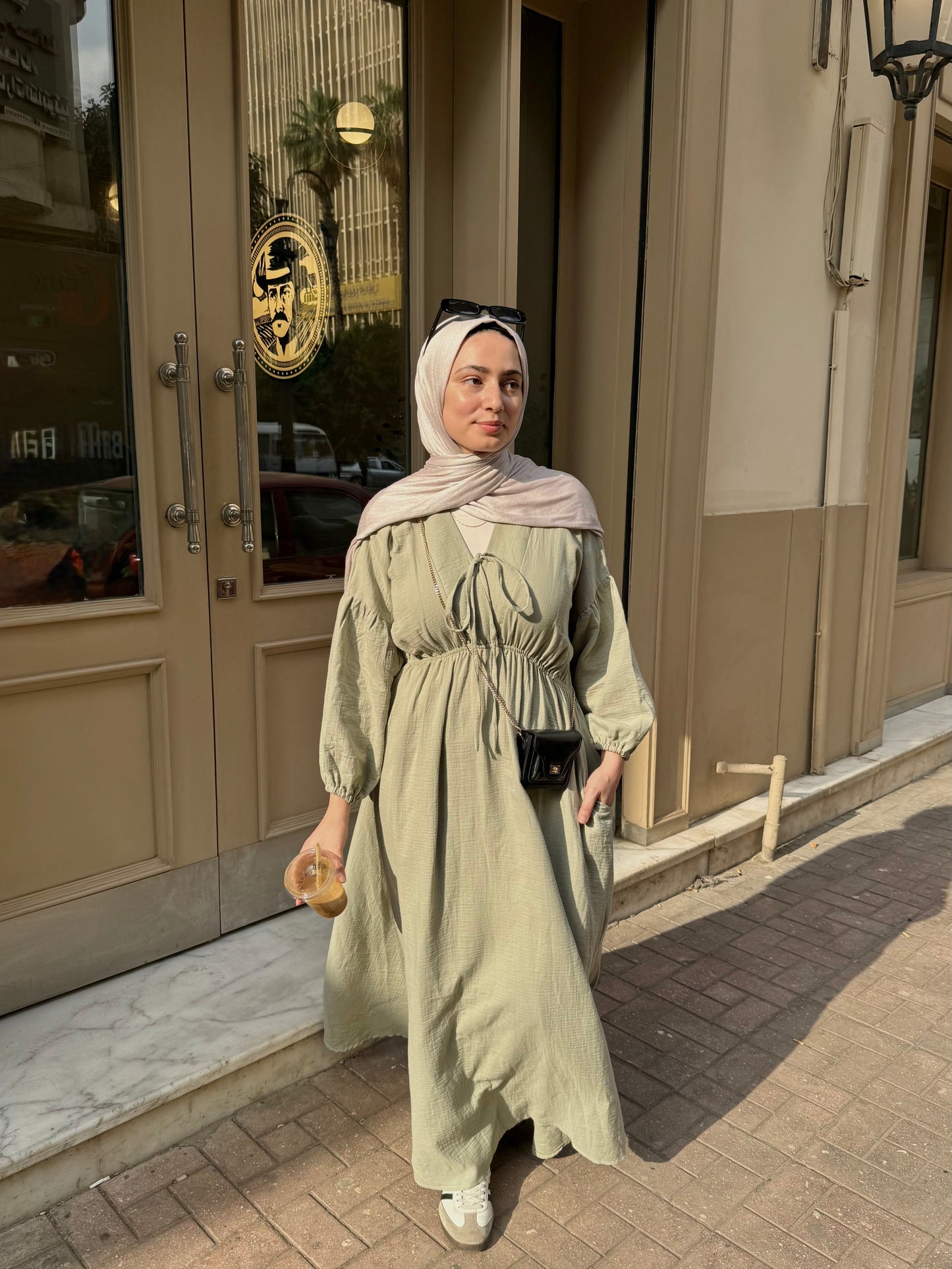 Tie waist 100% cotton dress