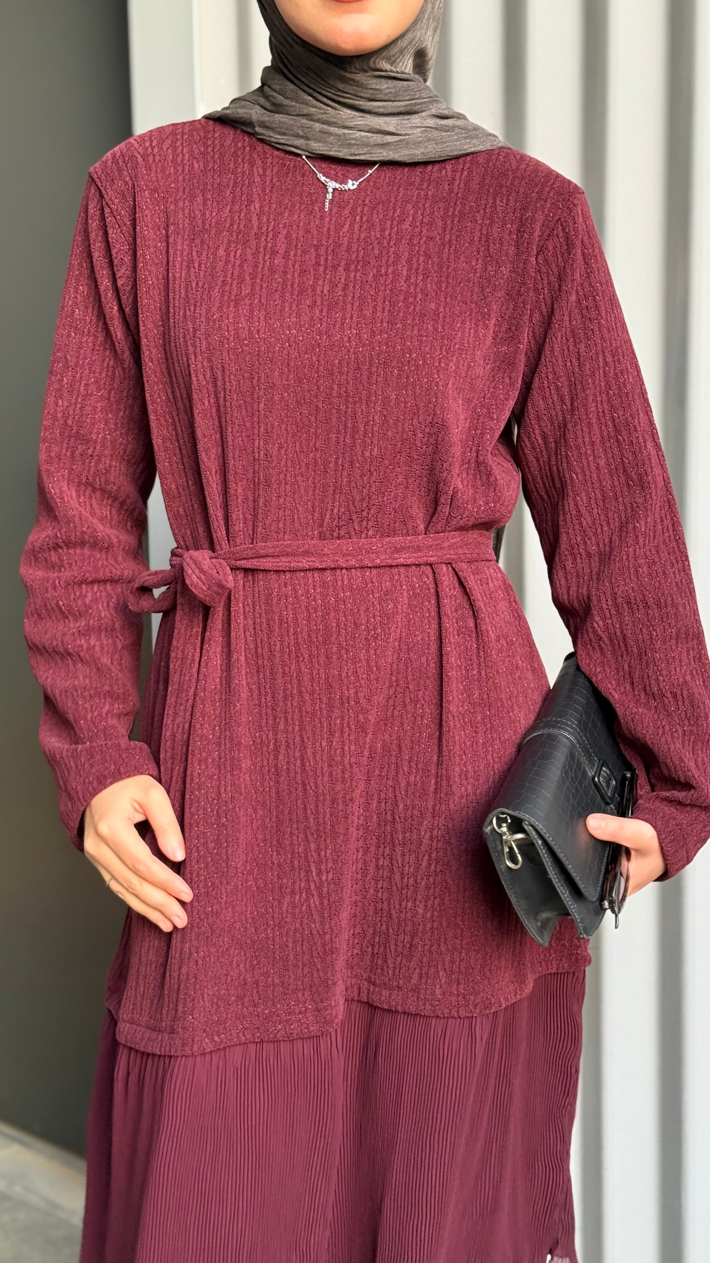 Knitted x pleated dress