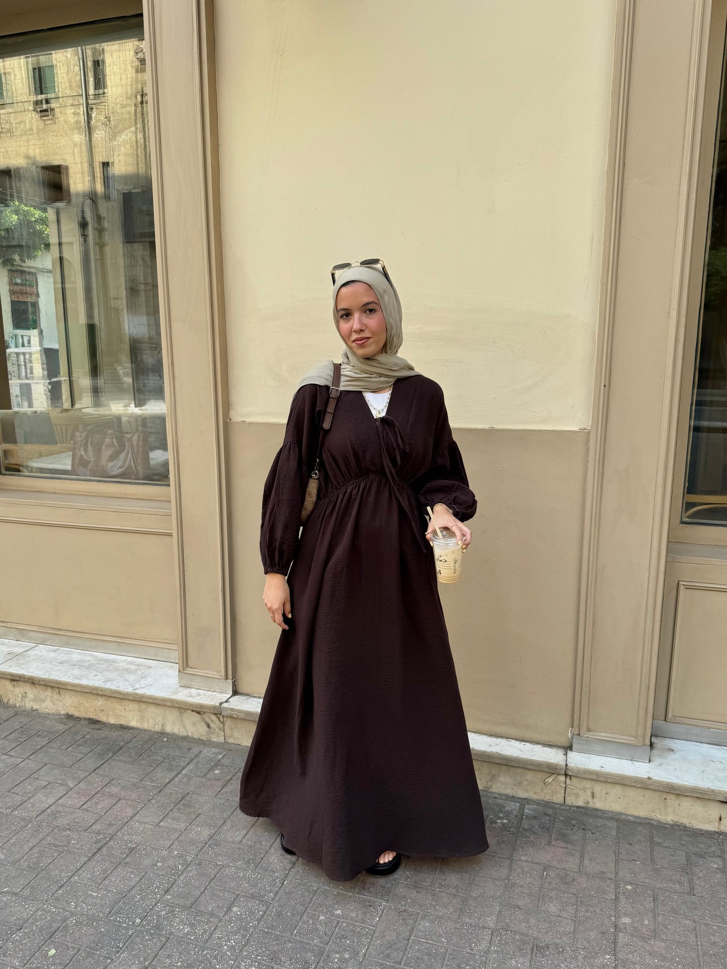 Tie waist 100% cotton dress