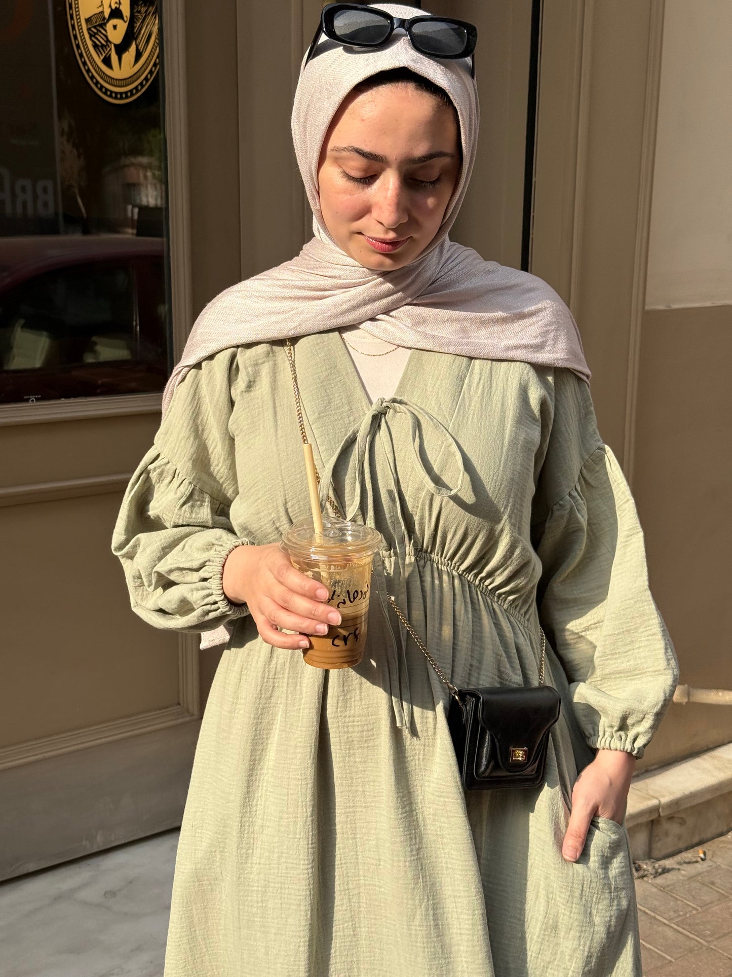 Tie waist 100% cotton dress