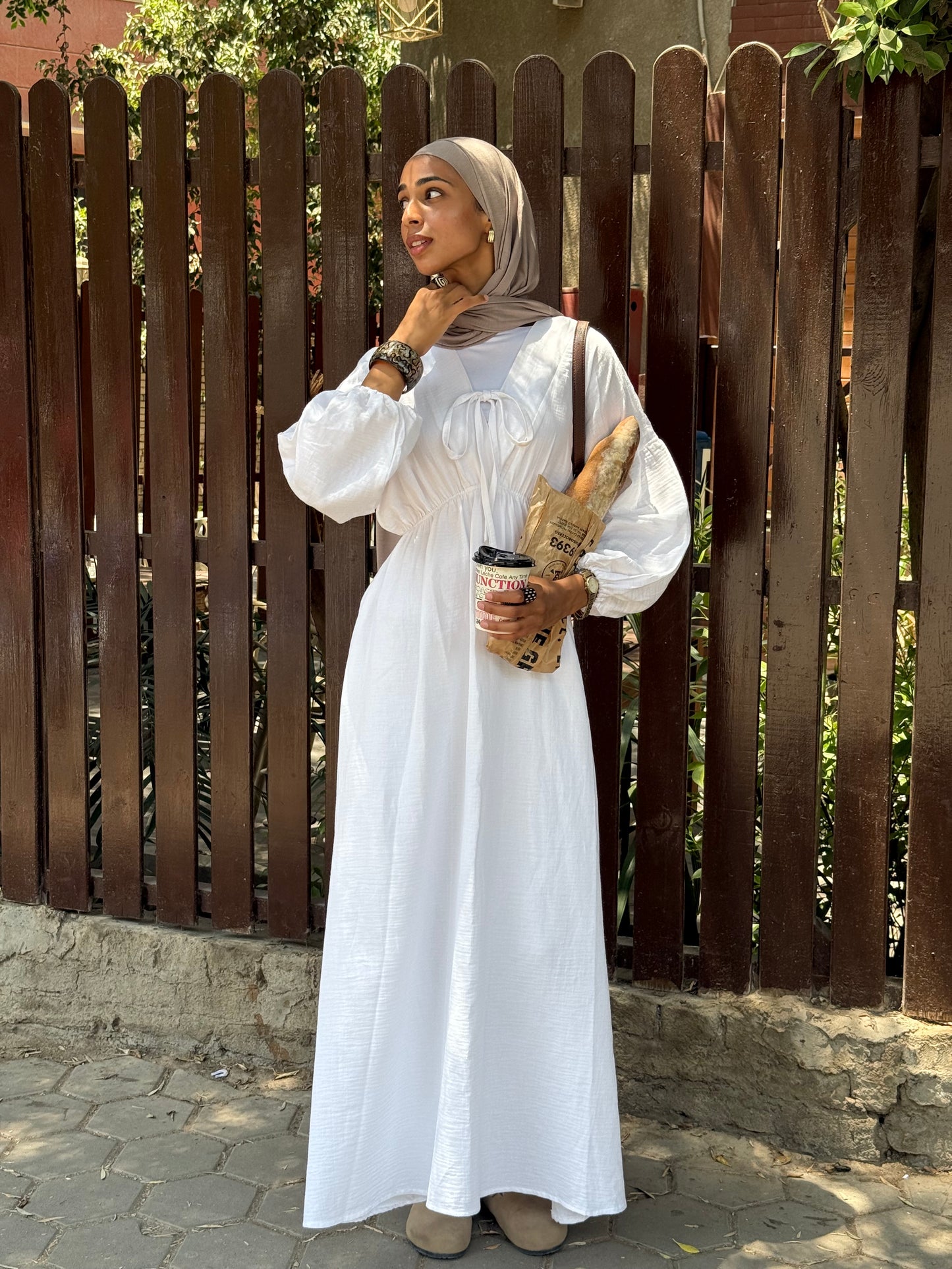 Tie waist 100% cotton dress