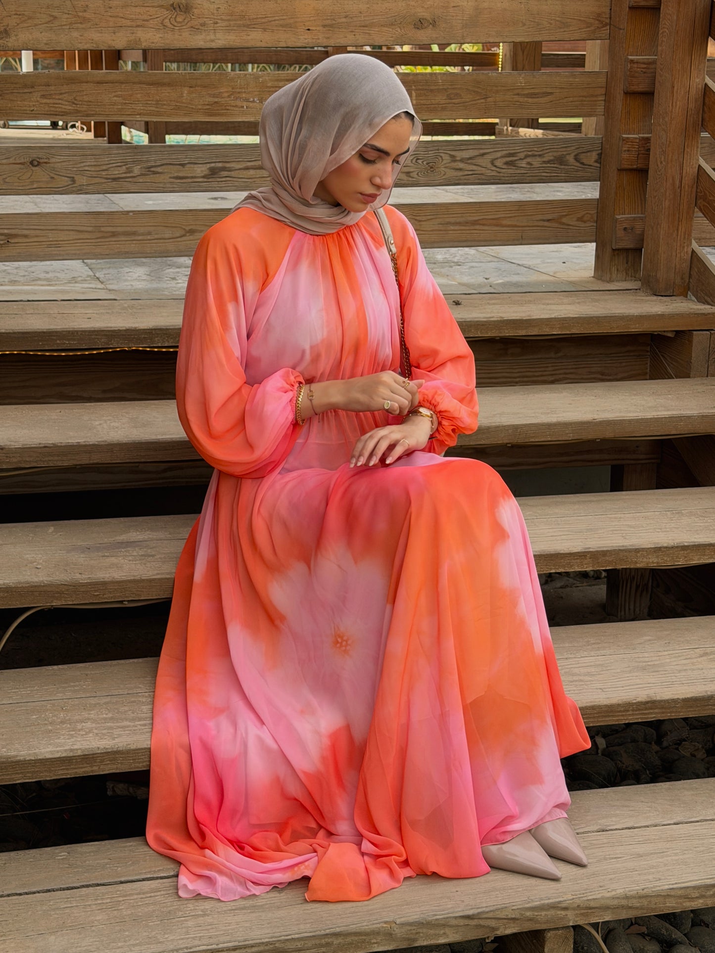 Ombré floral maxi dress