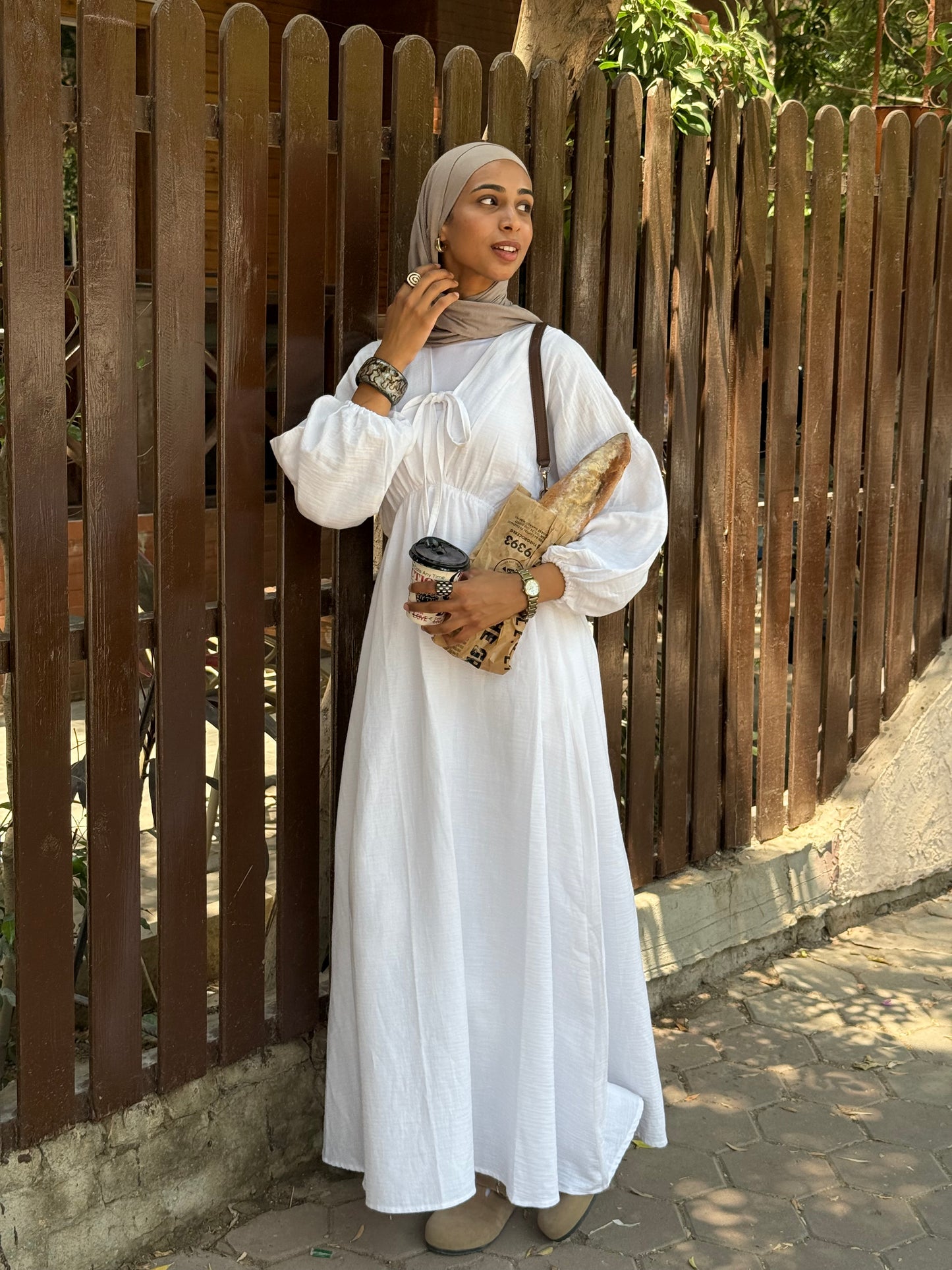 Tie waist 100% cotton dress