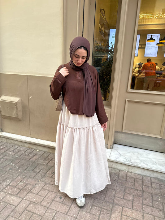 Linen layered skirt