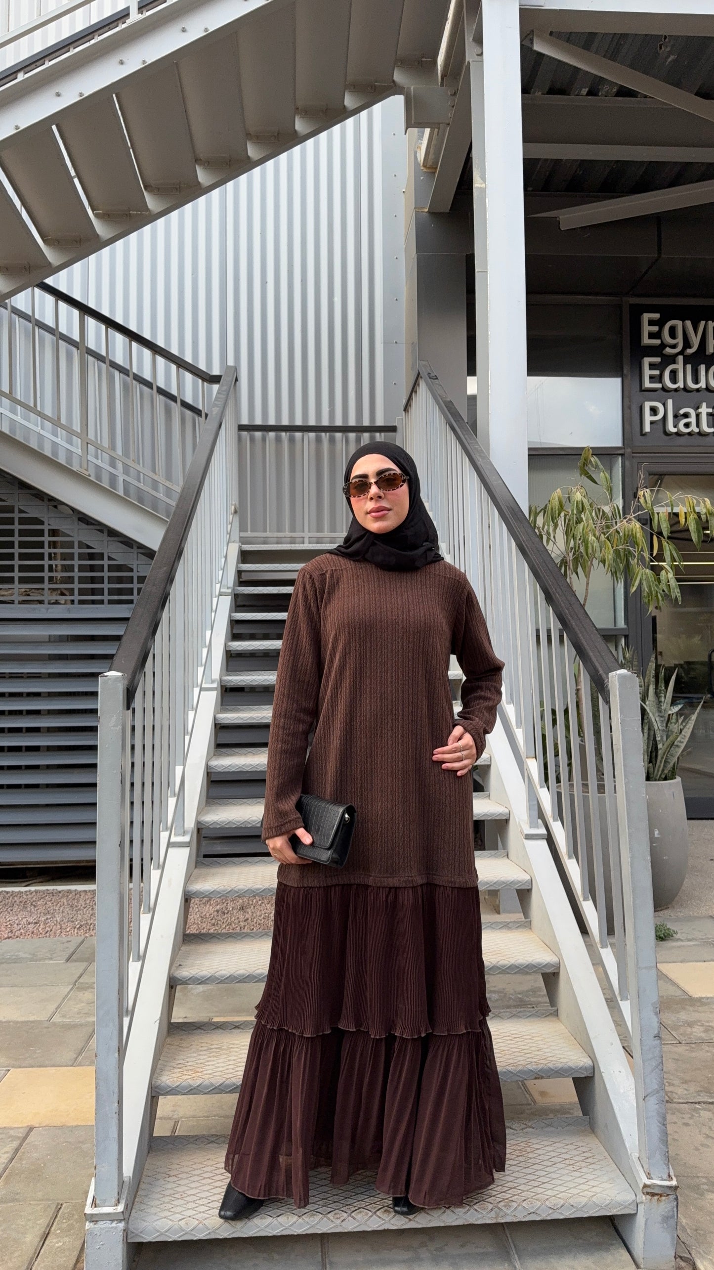 Knitted x pleated dress