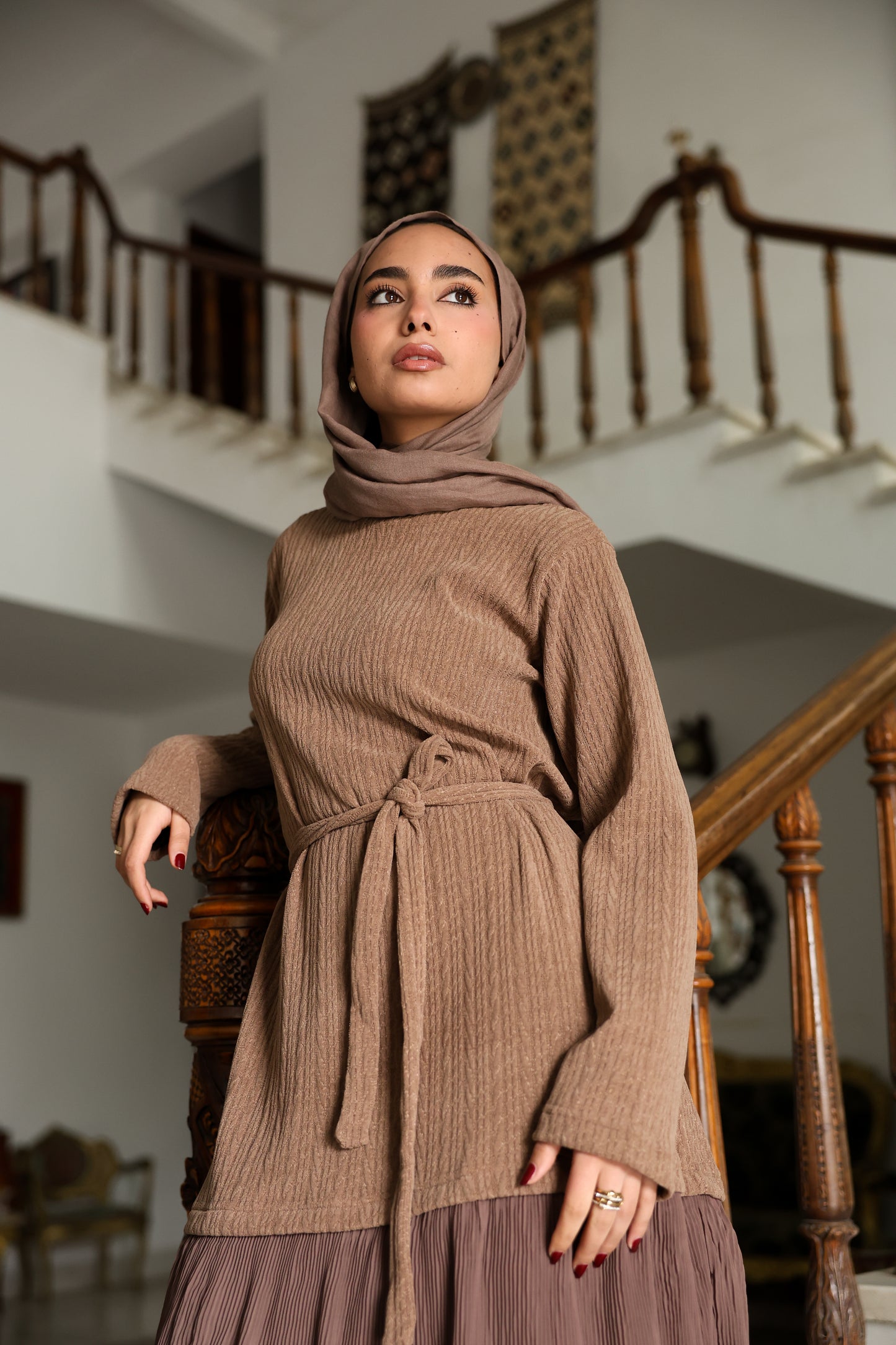 Knitted x pleated dress