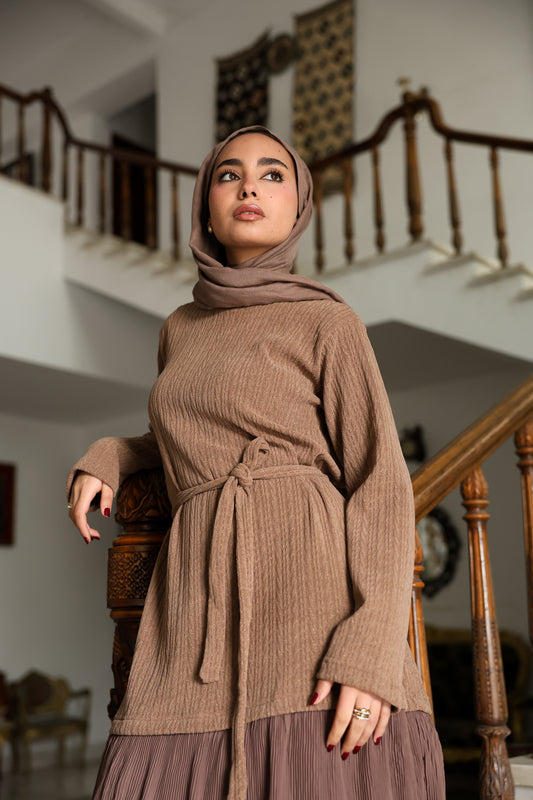 Knitted x pleated dress