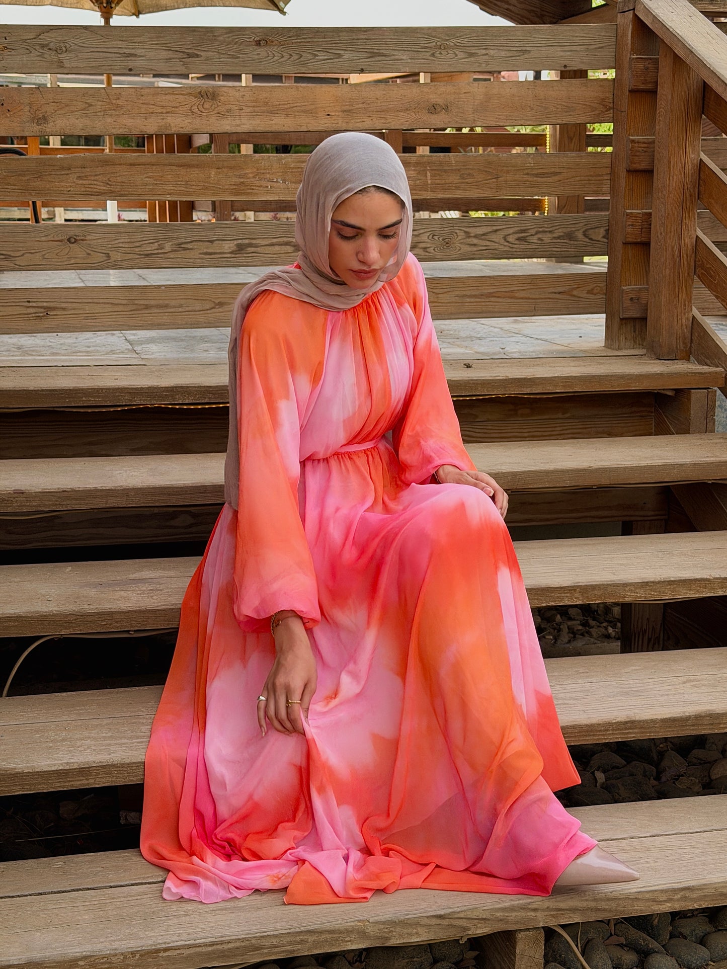 Ombré floral maxi dress