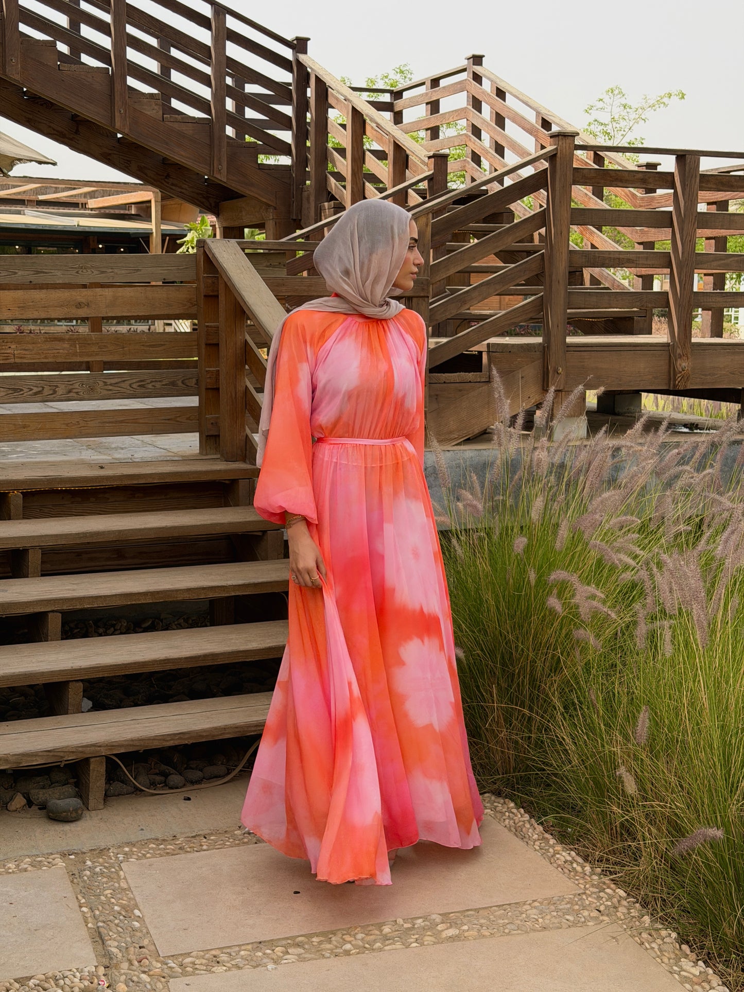 Ombré floral maxi dress