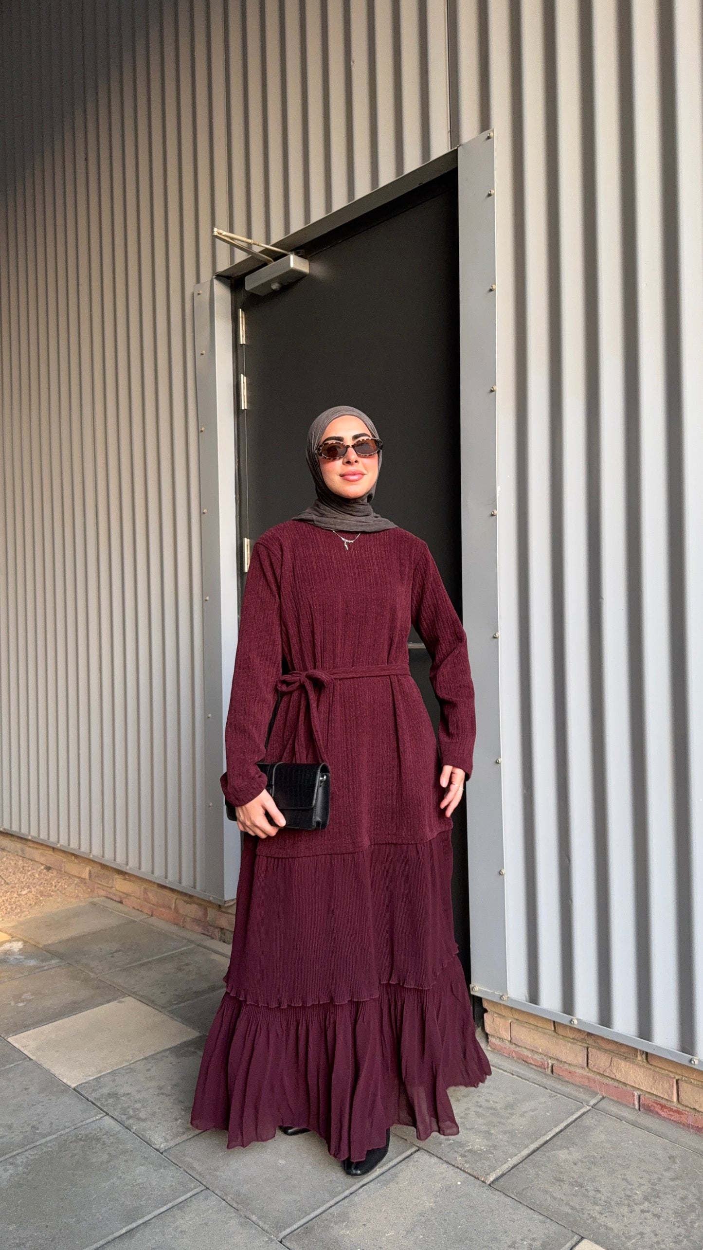 Knitted x pleated dress