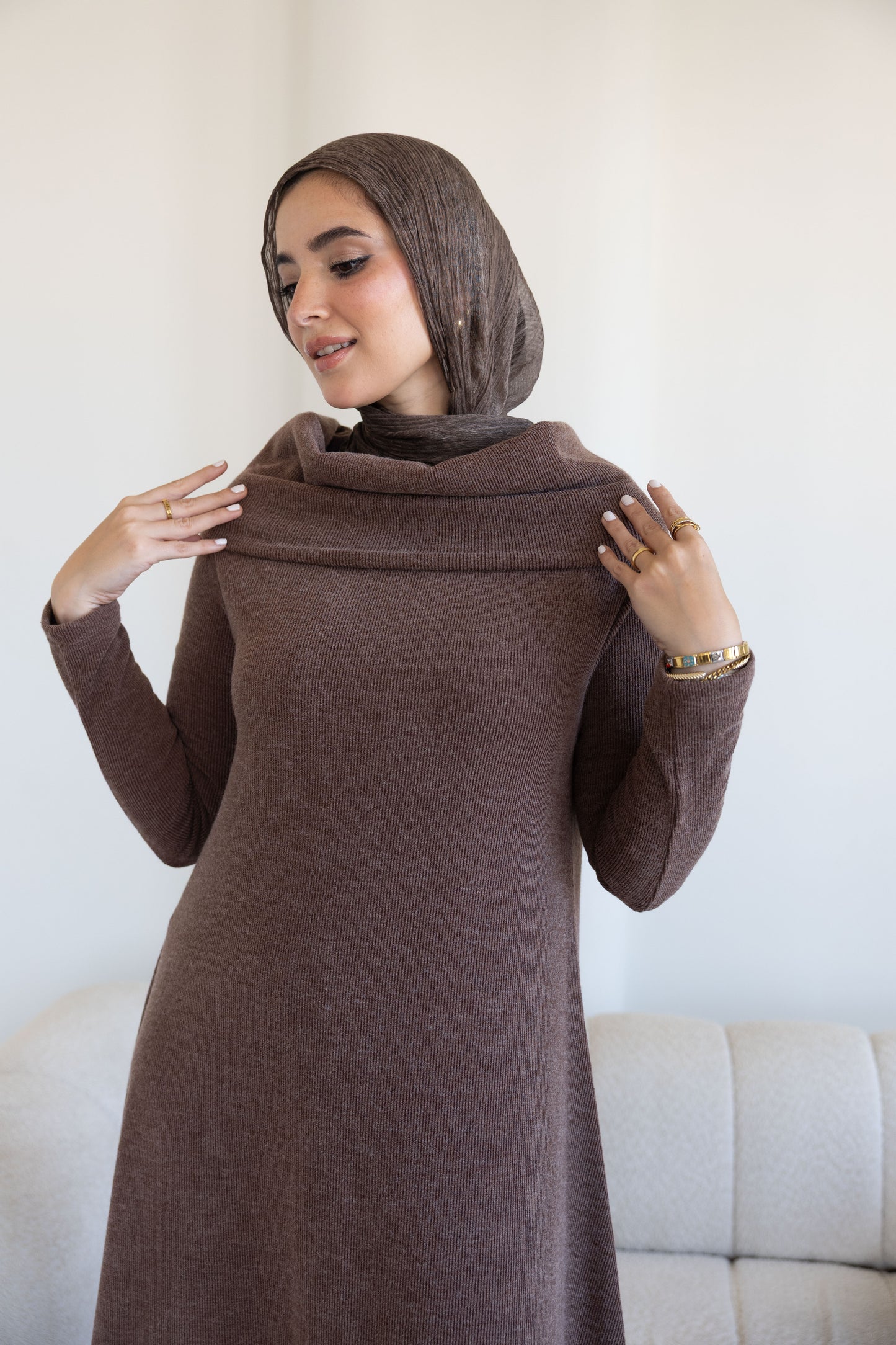 Off shoulder knitted dress