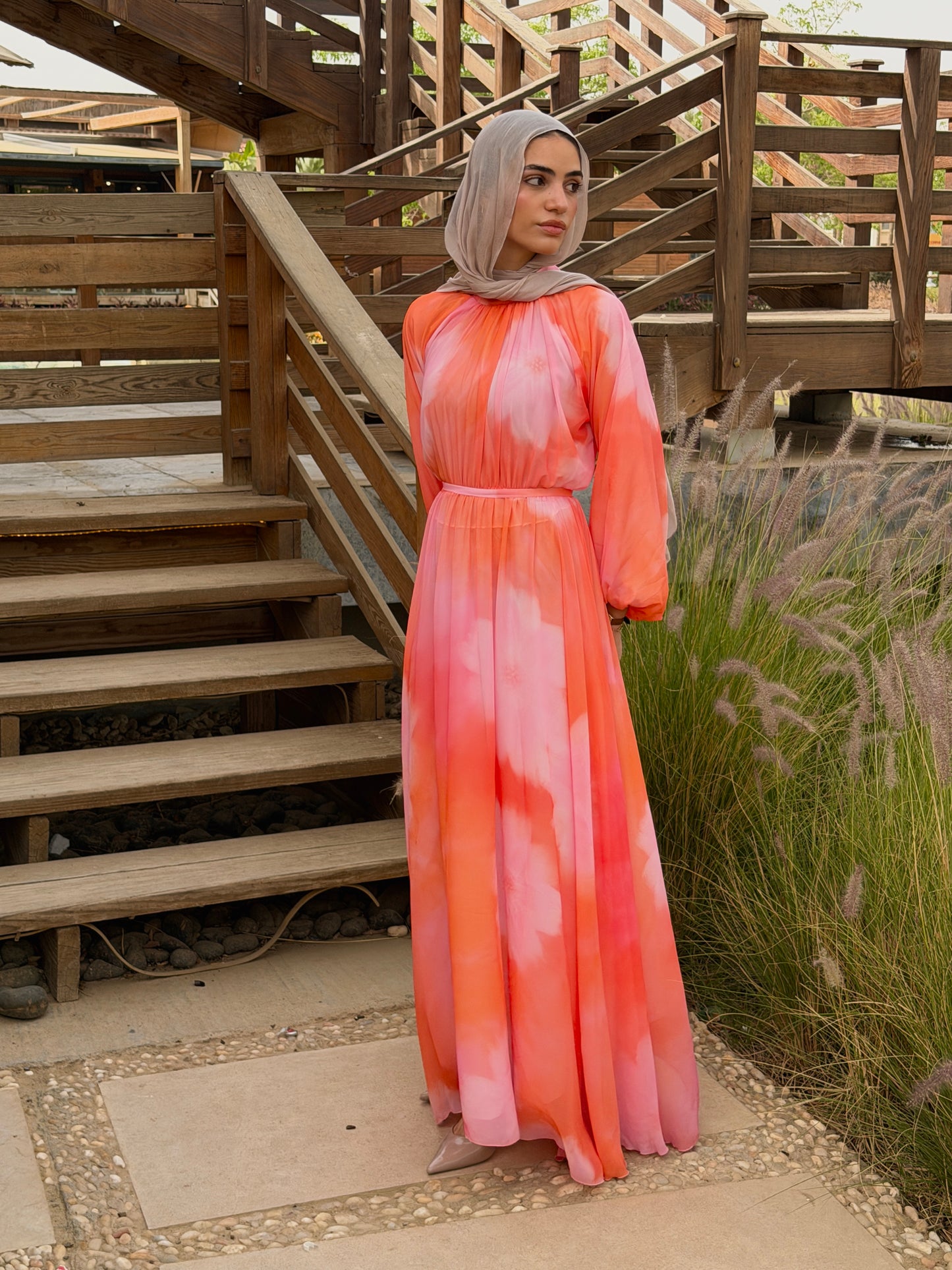 Ombré floral maxi dress